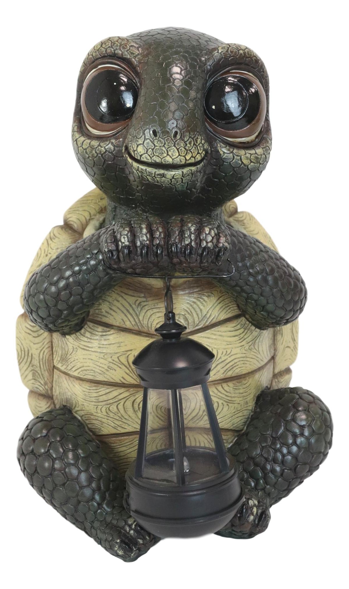Ebros Gift Adorable Baby Turtle Tortoise Holding Solar Lantern Garden Path Lighter Statue