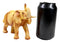Safari Savannah Landscape Majestic Elephant With Trunk Up Faux Wood Figurine