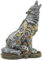 Ebros Steampunk Silver Alpha Wolf Howling Statue with Gears Base 7.5"H Figurine