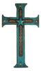 Large 21"H Rustic Wester Star Braided Ropes Turquoise Wood Layered Wall Cross