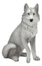 Ebros Large Realistic Dakota Wildlife Sitting Alpha Gray Wolf Statue Decor 20.5"H
