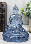 Blue Translucent Akshobhya Medicine Buddha Of Healing and Purity Figurine 5.75"H