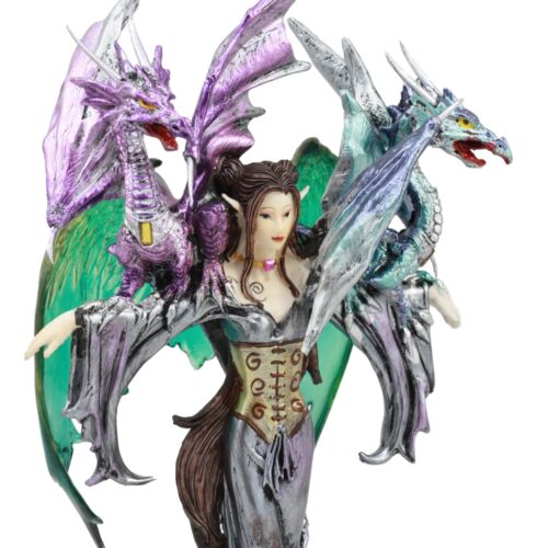 Khaleesi Mother Of Dragons Statue Twilight Fairy With Two Juvenile Dragons Decor