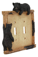 Ebros Set of 2 Rustic Forest Black Bear By Twigs Double Toggle Switch Covers