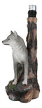 Denizen Of Twilight Lone Gray Wolf Table Desktop Lamp With Forest Shade Decor