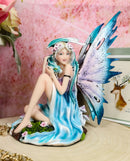 Ebros Water Elemental Fairy W/ Green Dragon Statue 7"H Whimsical Khaleesi Fairy
