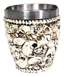 Novelty Ossuary Graveyard Piled Up Skulls And Spine Bones Shot Glass Set of 4