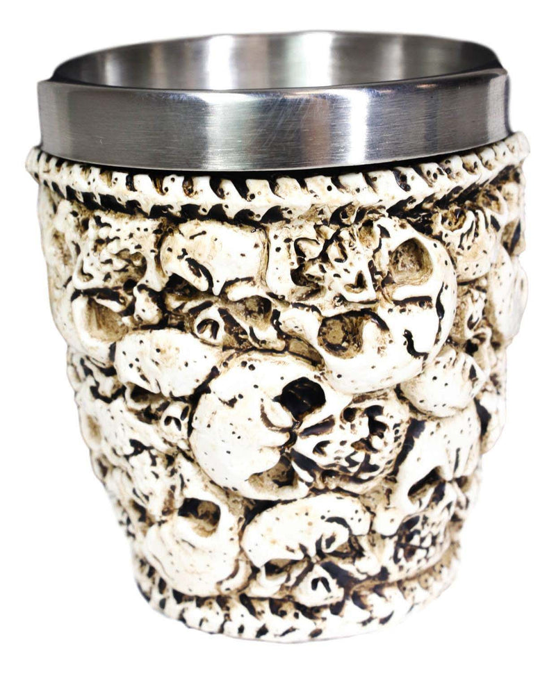 Novelty Ossuary Graveyard Piled Up Skulls And Spine Bones Shot Glass Set of 4