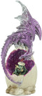 Ebros 12.5"H Magenta Dragon On Crystal Quartz Geode Egg LED Night Light Statue - Ebros Gift