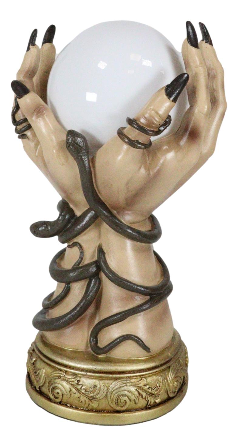 Psychic Fortune Teller Witch Hands With Snakes Rotating LED Glass Gazing Ball