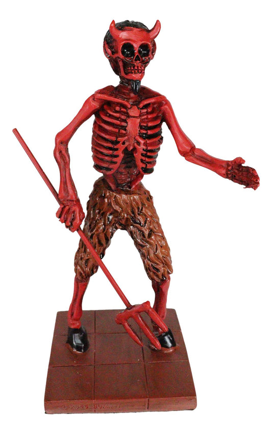 El Diablo Demon Reaper With Fork Skeleton Day of The Dead Figurine