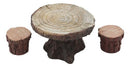 Enchanted Fairy Garden Miniature Tree Stump Table And 2 Stool Chairs Statues