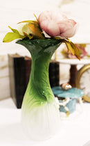 Ebros 10.5" Tall Ceramic Hearty Green Chinese Bok Choy Cabbage Shape Flower Vase - Ebros Gift