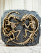 Faux Fossil Rock Block With 2 Dueling Skeleton Dragons Exotic Wall Decor Plaque