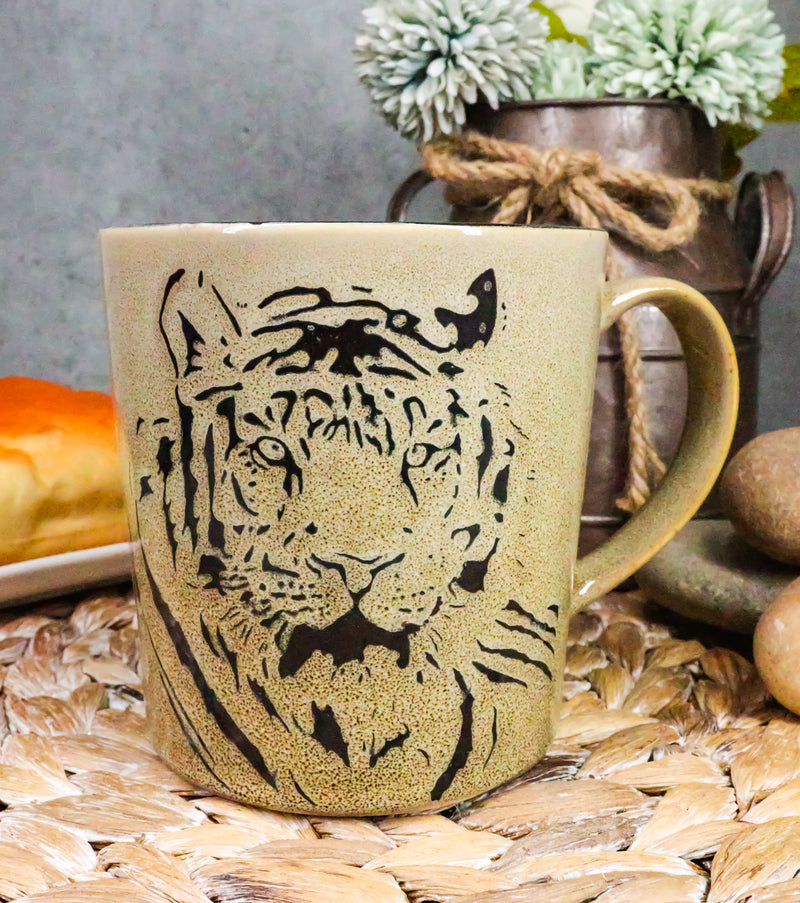 Ebros Jungle Bengal Tiger Face Mug 16 Oz Glazed Stoneware Ceramic Coffee Cup