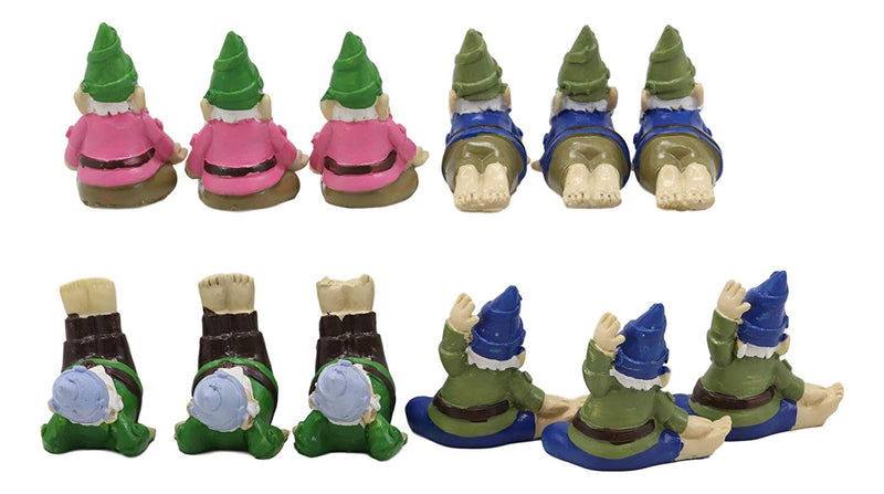 Ebros Whimsical Fairy Garden Village Nook Stone Walls Planter Landscape with Steps for Miniature Figurines 12.25" Wide (Set of 12 Mini Yoga Garden Gnomes)
