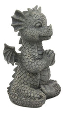 Zen Meditating Yoga Namaste Dragon Statue Faux Stone Resin 5"Tall Fantasy Decor