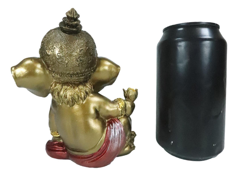 Vastu Hindu Elephant God Baby Ganesha Ganapati Holding Lotus Flower Figurine
