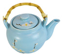 Japanese Sakura Cherry Blossom Branches Pastel Blue Ceramic Tea Pot Teapot 40oz