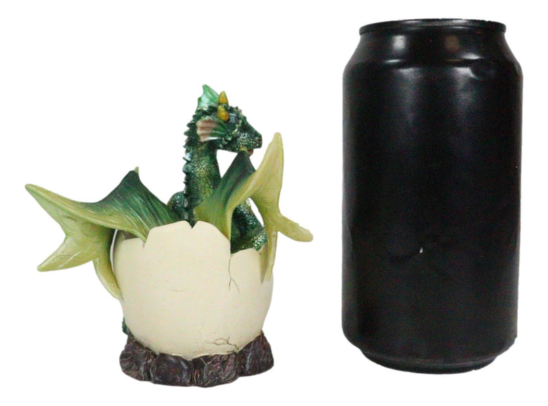 Whimsical Smiling Green Hatchling Baby Dragon Hatchling In Egg Shell Figurine