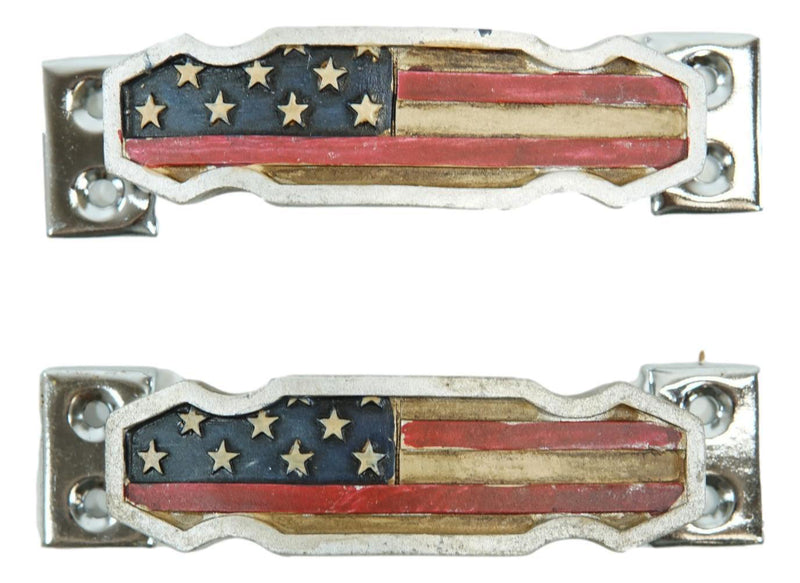 Set Of 2 Patriotic Western US American Flag Drawer Cabinet Door Bar Pull Knobs