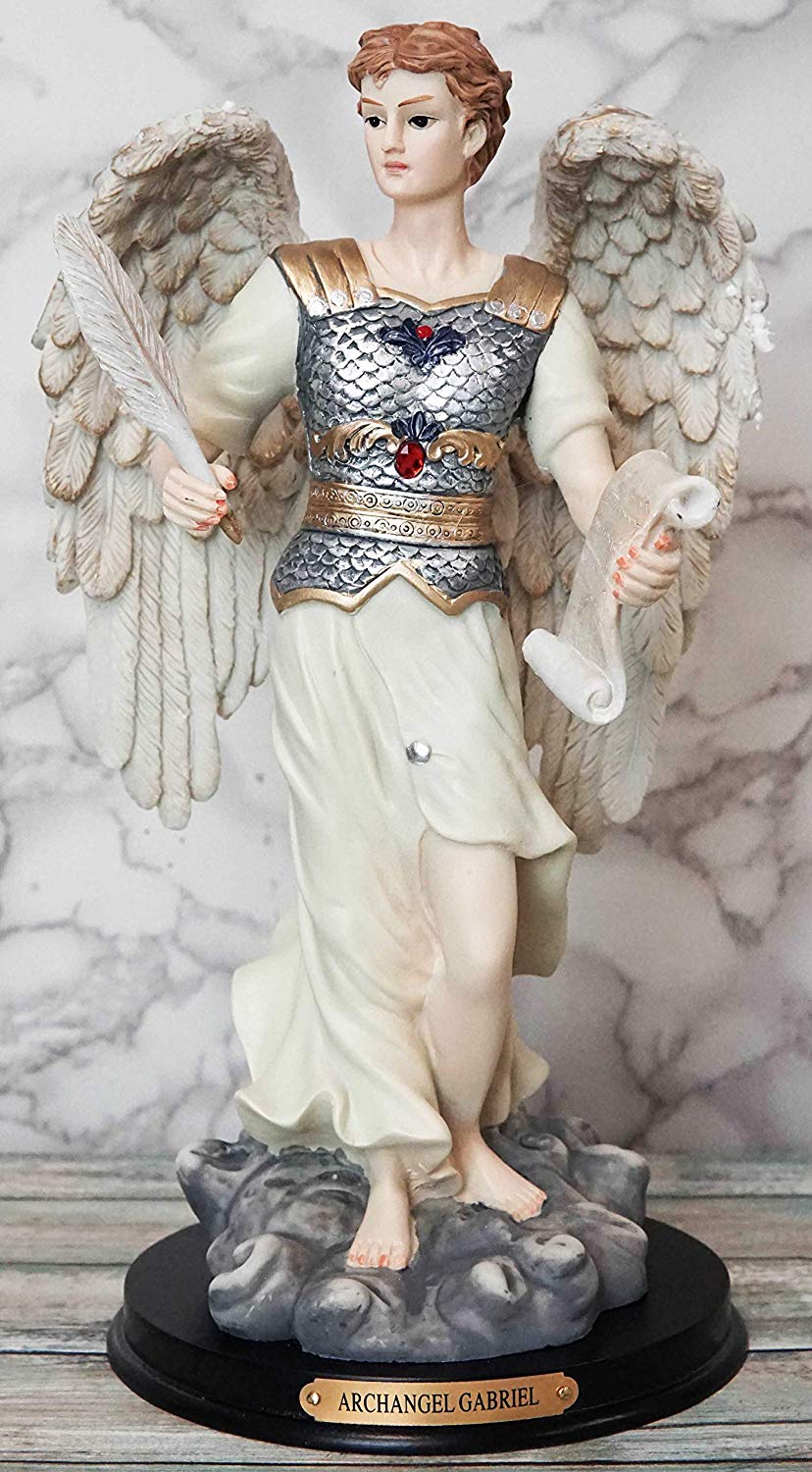 Ebros Byzantine Archangel Saint Gabriel with Brass Name Plate Wooden Base 12"H