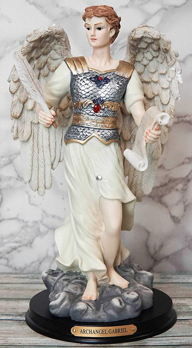 Ebros Byzantine Archangel Saint Gabriel with Brass Name Plate Wooden Base 12"H