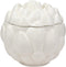 Ebros 6"D Ceramic White Artichoke Condiments Container With Lid Dipping Sauce