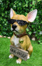 Ebros Gift Que Paso Summer Sun Tanning Chihuahua Dog Statue Carefree Puppy with Cool Shades Welcome Greeter Figurine