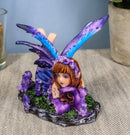 Purple Girl Fairy Statue 3.75"Long Lavender Fairy Garden Figurine