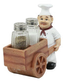 Ebros Spice A La Carte Chef Pushing Wheelbarrow Cart Salt & Pepper Shakers Holder