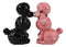 Black And Pink Chien Canne Poodles Salt And Pepper Shakers Ceramic Figurine Set
