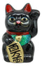 Japanese Luck Fortune Charm Black Beckoning Cat Maneki Neko Money Bank Statue 5"