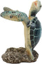 Ebros Nautical Blue Sea Turtle Wine Bottle Holder Caddy Figurine 7.5" High