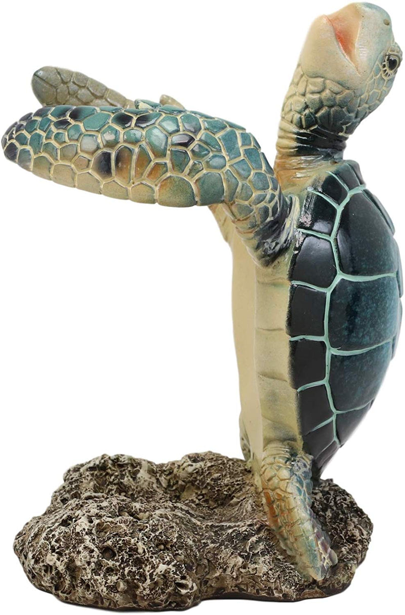 Ebros Nautical Blue Sea Turtle Wine Bottle Holder Caddy Figurine 7.5" High