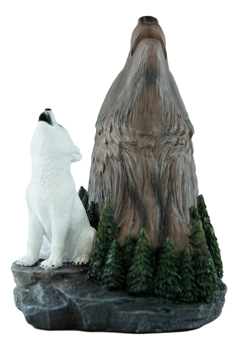 Ebros Howling Alpha Wolf Bust With White Pup By Pine Trees Forest Woodlike Figurine