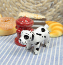 Ebros Peeing Dalmatian & Fire Hydrant Ceramic Salt Pepper Shaker Magnetic Set Figurine