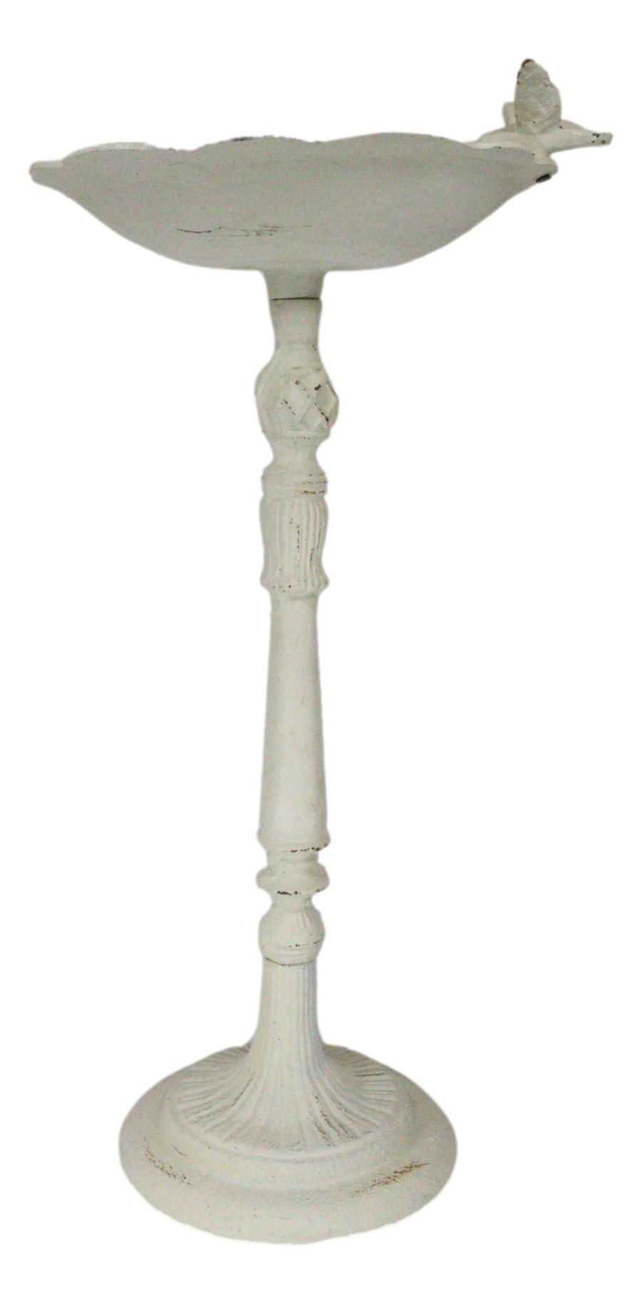 Rustic White Cast Iron Hummingbird Victorian Bird Feeder Bath Garden Statue 23"H