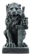 Ebros Stoic Notre Dame Sword Bearer Lion Heart Gargoyle On Pedestal Figurine 6"H