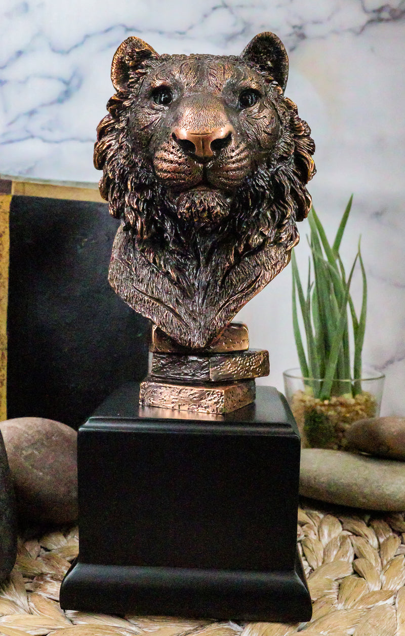 Jungle Wildlife Apex Predator Bengal Tiger Bust Sculpture 9"H With Trophy Base