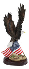 Ebros Gift 18" Tall Large Patriotic Bald Eagle Clutching On American Flag Decorative Figurine