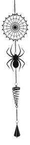 Gothic Arachnid Spider Web Cobweb Metal Wall Hanging Mobile Wind Chime W/ Beads