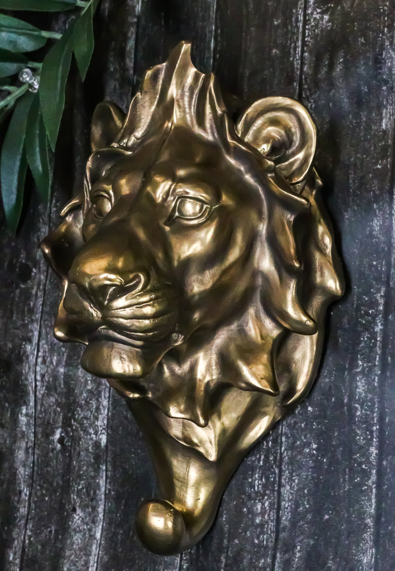 Aslan Lion Bust Wall Hook Hanger Safari Trophy Wall Mount Plaque Figurine 8"H