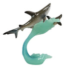 Ebros Marine Great White Shark Mother & Baby Swimming With Ocean Waves Statue