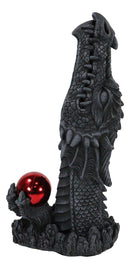 Red Orb Grendel Dragon Head Emerging From Ground Cone Incense Burner Sculpture