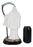12.75" Tall Holy Death Santa Muerte Holding Scythe In White Tunic Robe Statue