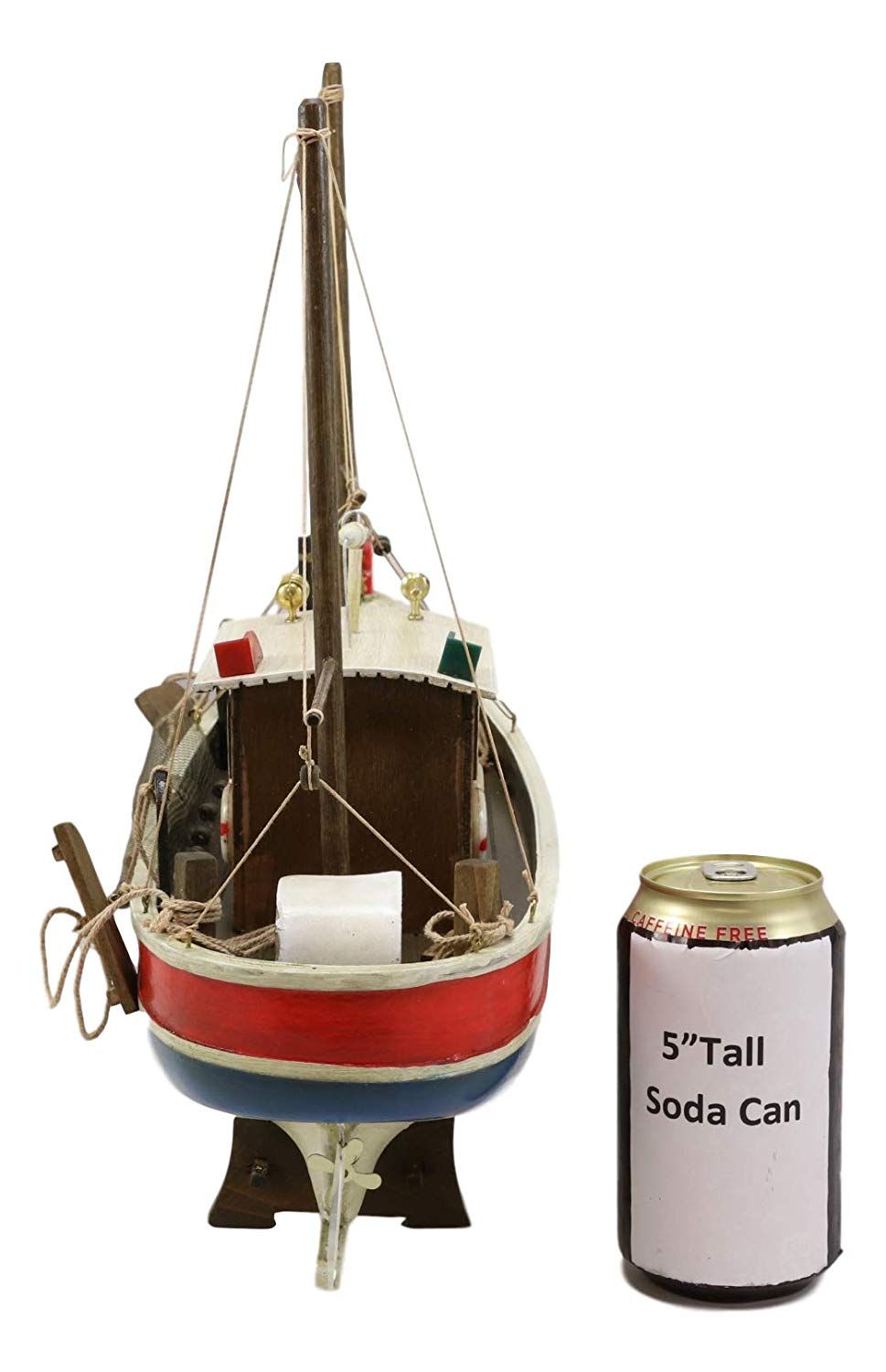 Ebros 17" Long Wooden Handicraft Nautical Vessel Boat Model with Wood Base Stand - Ebros Gift