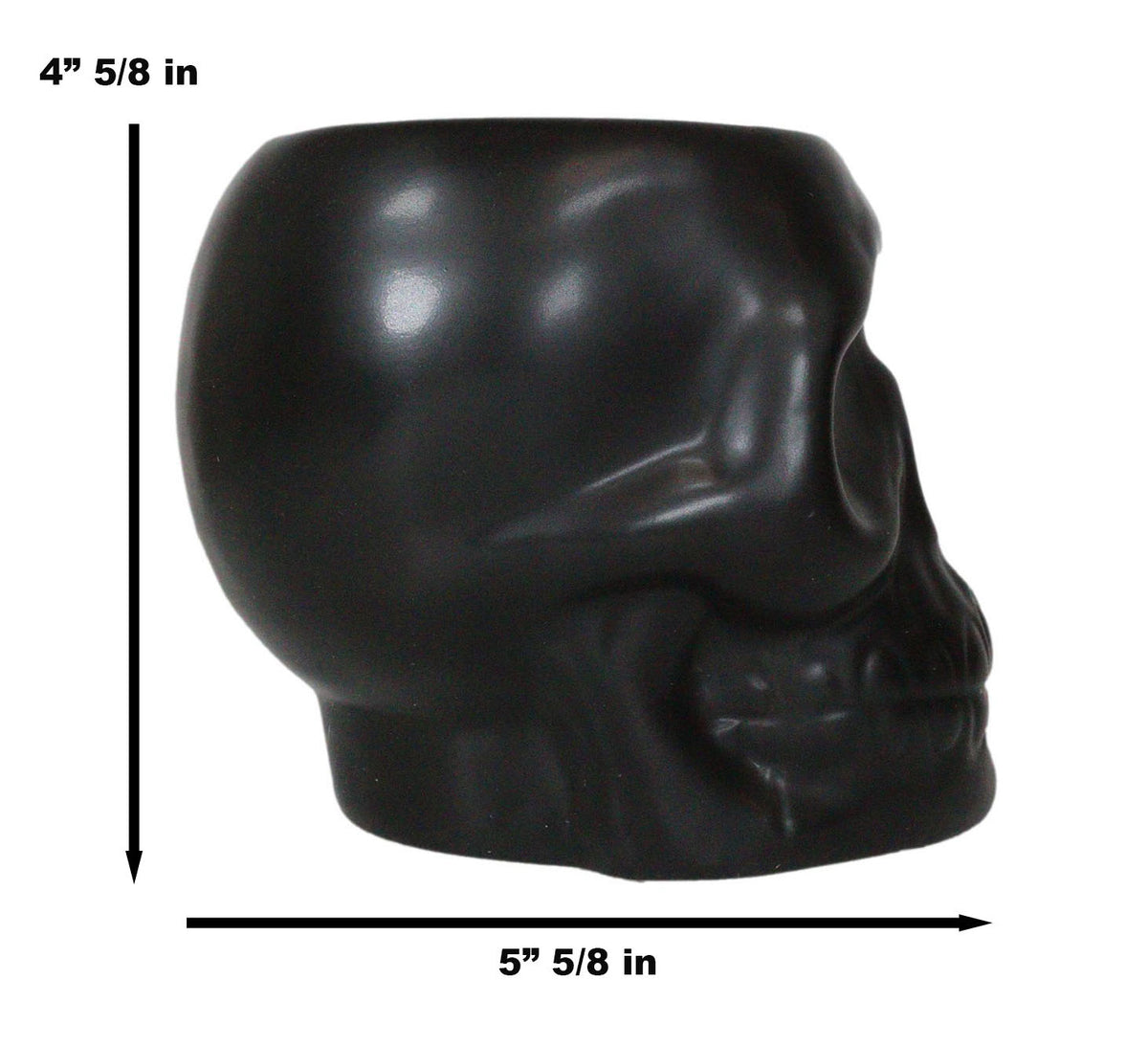 Pack Of 2 Black Ceramic Day Of The Dead Ghastly Skull Planter Bowl Pot Figurine