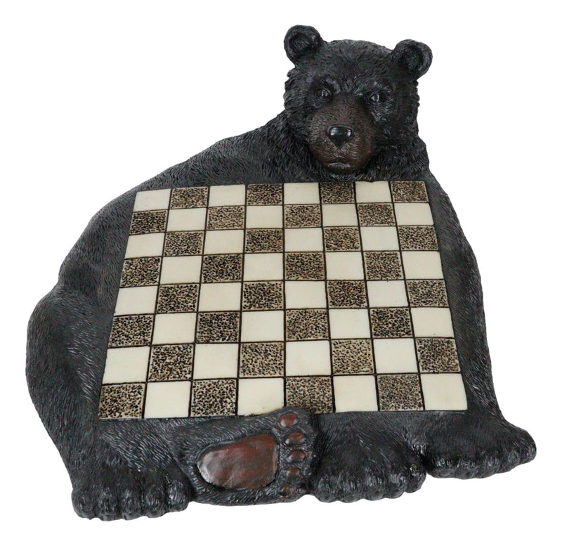 Rustic Western Forest Black Bear Checkerboard With Bear Paw Color Checkers Set