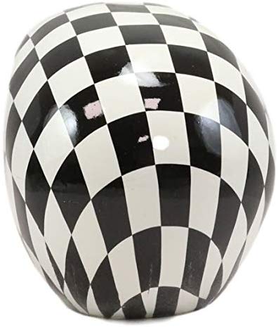 Ebros Harlequin Black And White Squares Checkered Skull Figurine Statue 6" Long